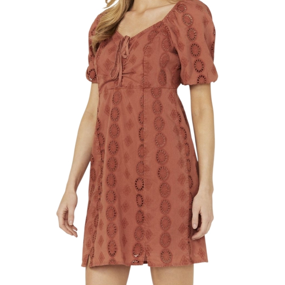 Shyanne Rust Eyelet Mini Dress - Picture 3 of 15